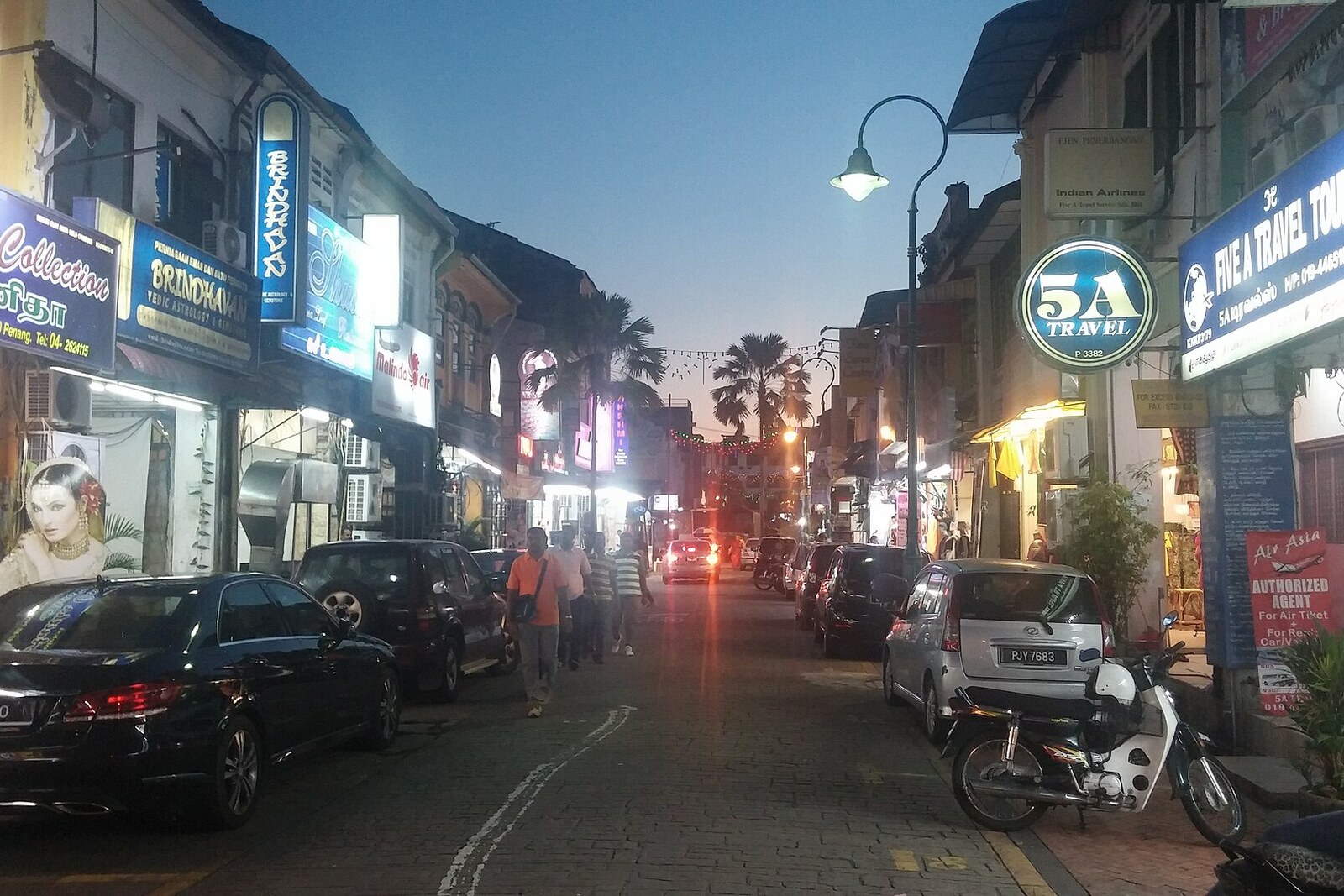 A row of shops and stalls in Little India, Penang