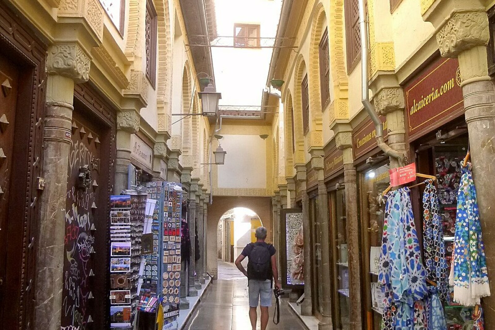 The narrow shopping street of La Alcaicería in Granada.