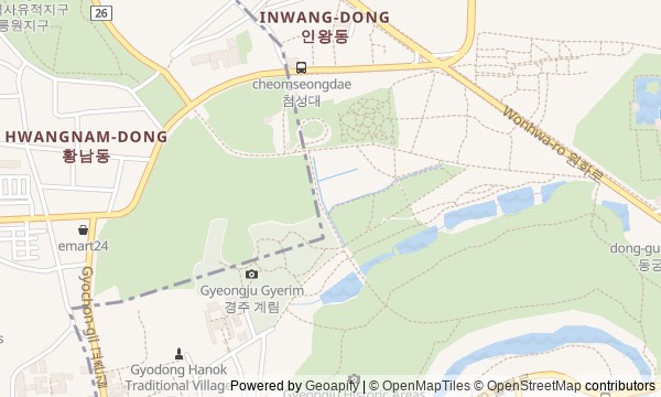 Walk map: Silla Capital: Daereungwon Tomb Complex, Wolseong, and Muncheon Stream