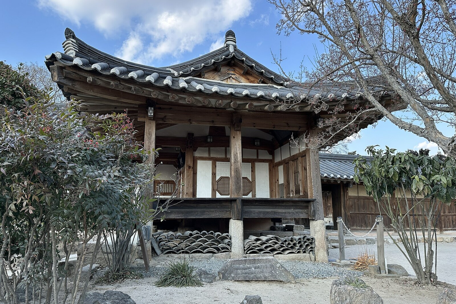 Tiled roofs and a courtyard in Gyochon Traditional Village.
