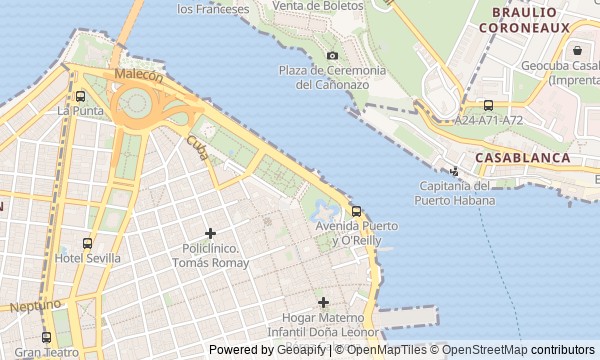 Walk map: Across Havana Bay to Morro Castle and San Carlos de la Cabaña Fortress