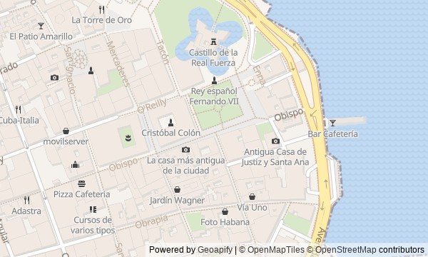 Walk map: Old Havana: Squares from the Fortress to the Port