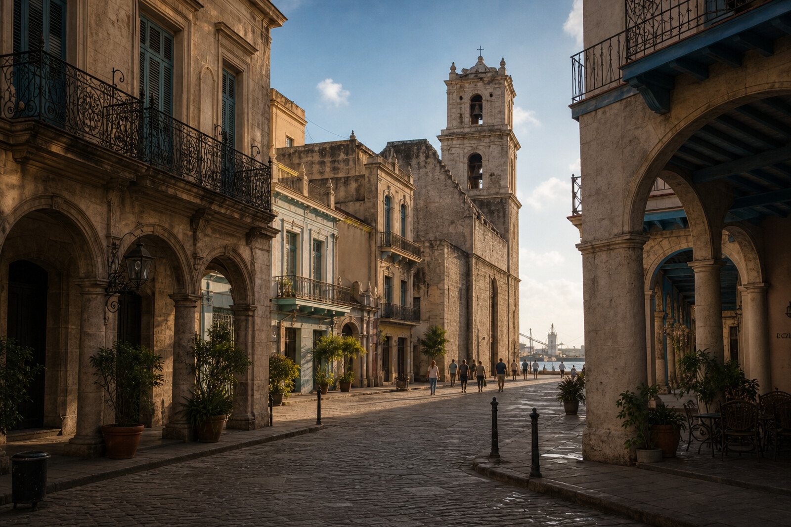 Generated editorial cover of Old Havana: squares, arcades, and harbor light
