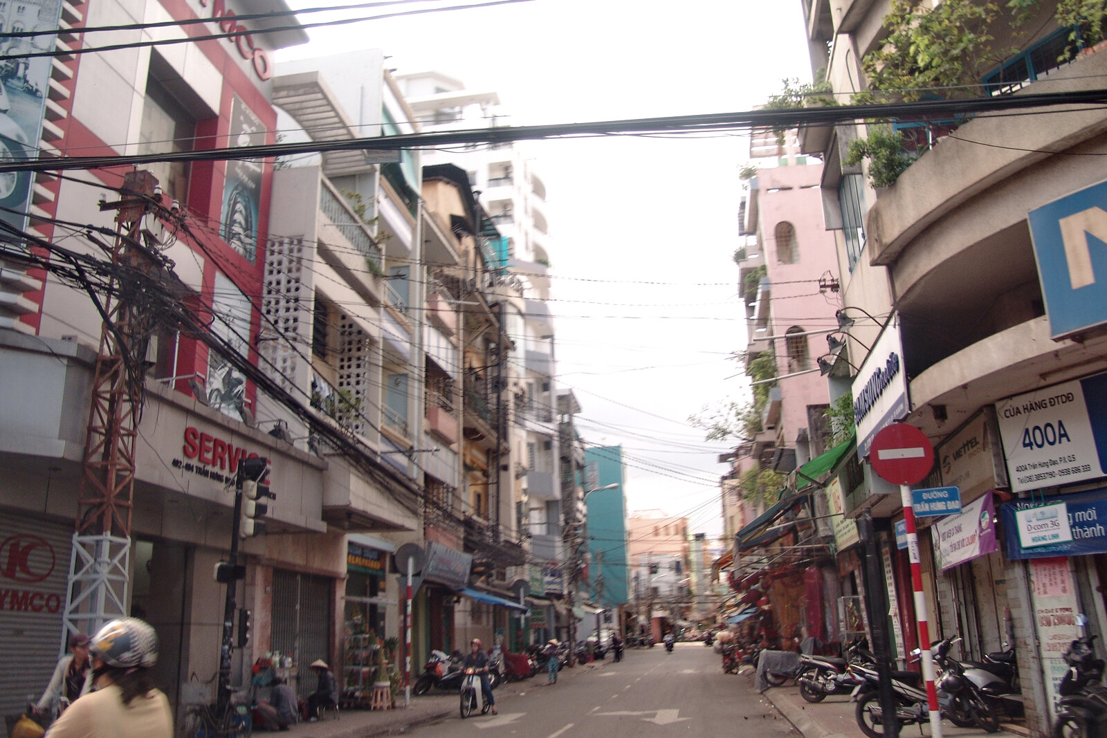 Rows of colorful lanterns on Lương Nhữ Học Street in the evening.