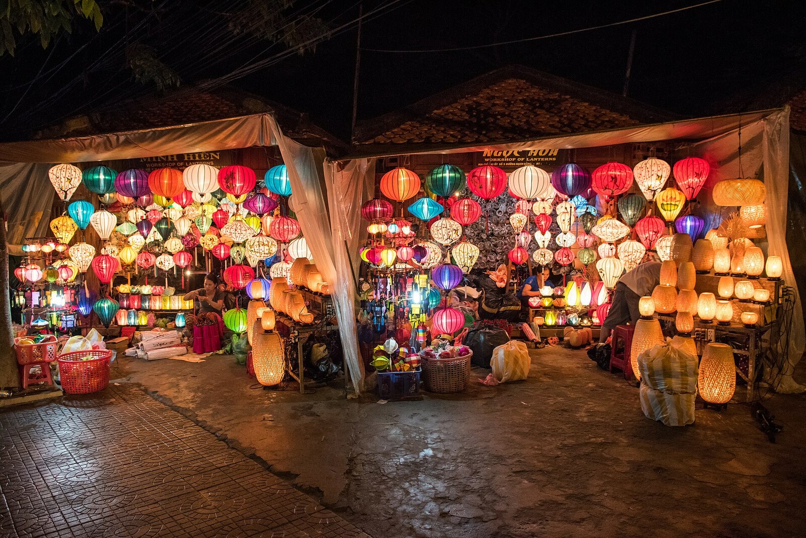 Evening lanterns on Hoi An's river embankment.