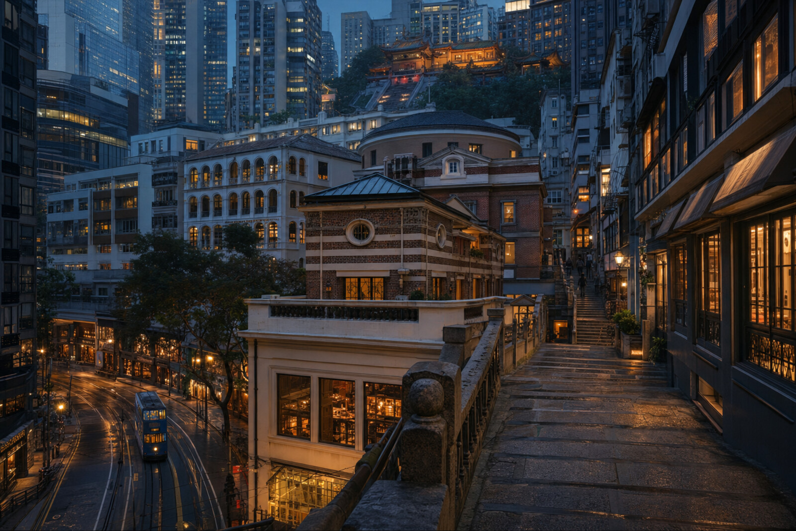 Generated editorial cover for the Hong Kong Old Town: Central Layers route