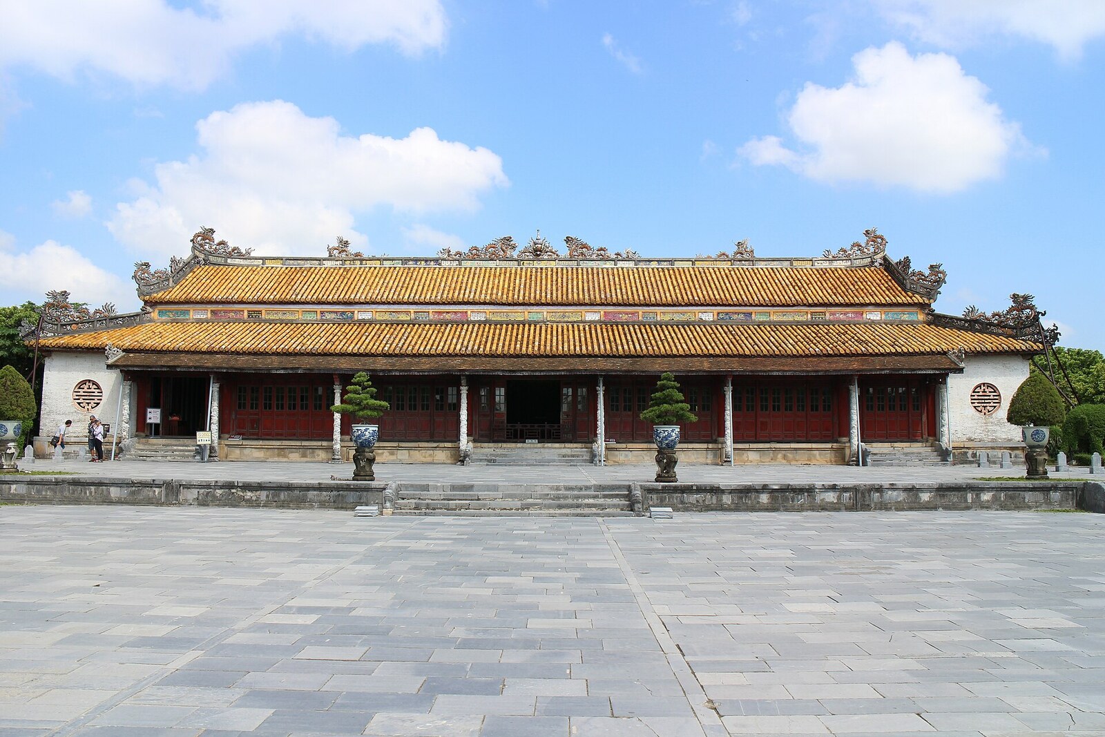 The court and the facade of Thai Hoa Palace in a 2019 photograph
