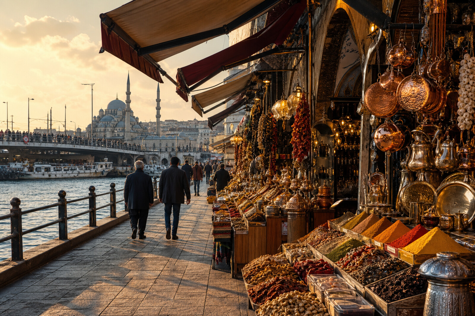 Route cover with motifs of Galata Bridge, New Mosque, Spice Bazaar, narrow market streets, and the domes of Grand Bazaar