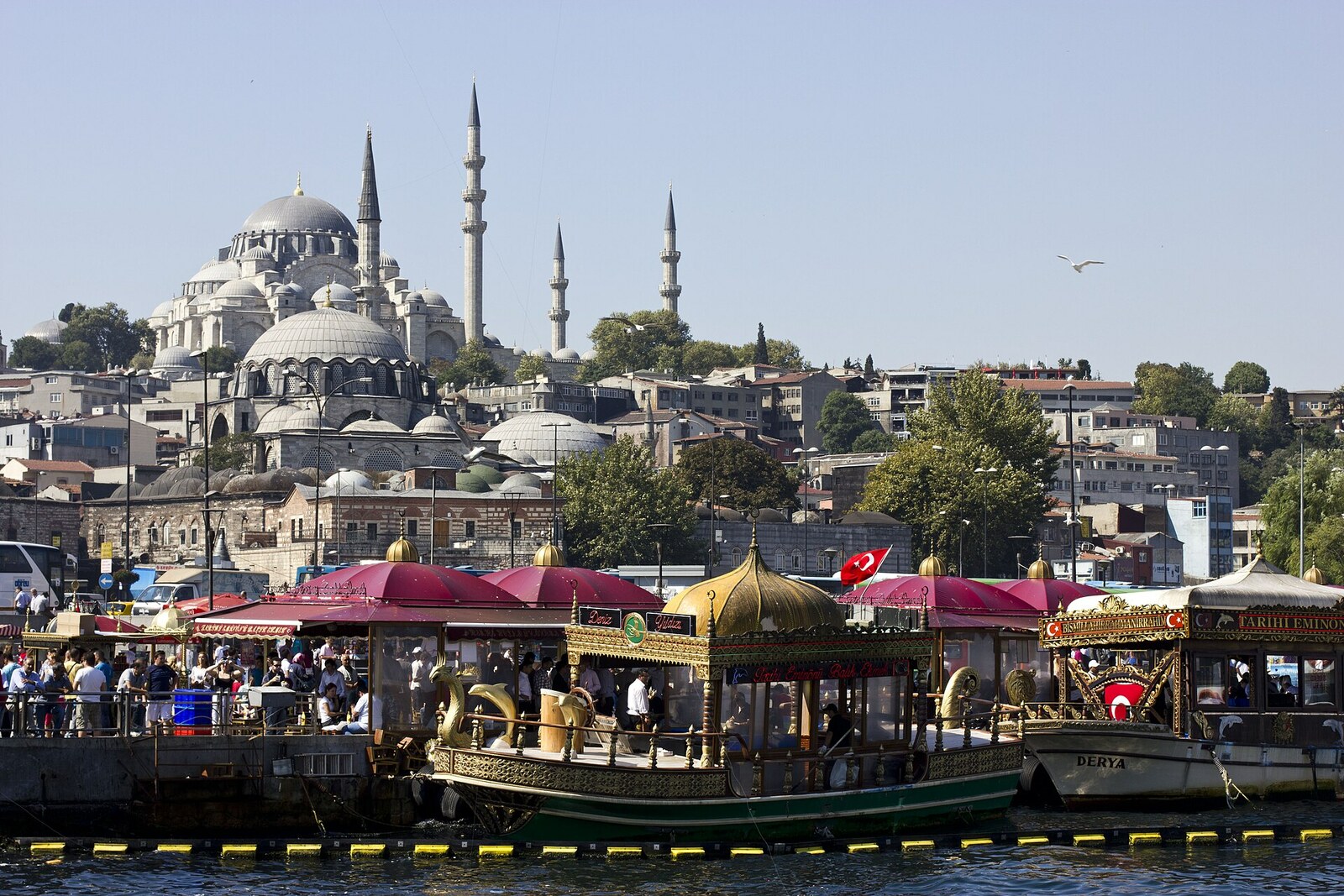 View from Galata Bridge of the Golden Horn and the city