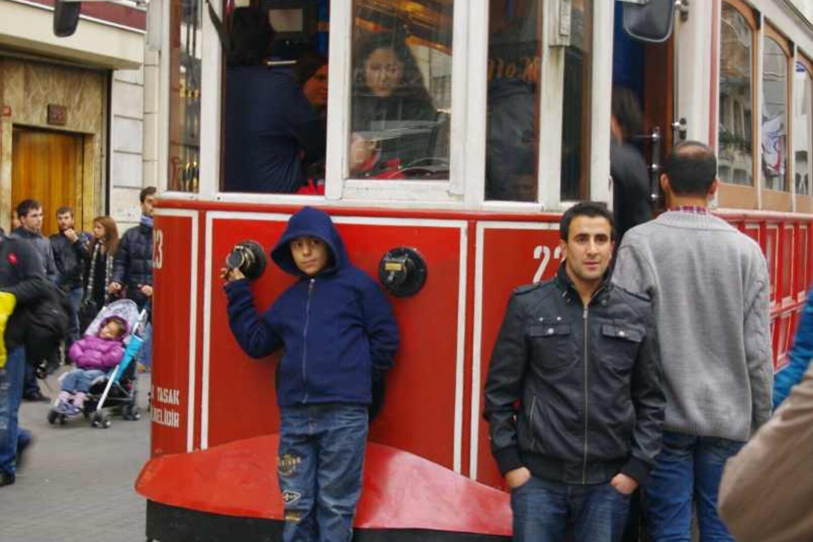 Historic tram on İstiklal Avenue in Istanbul