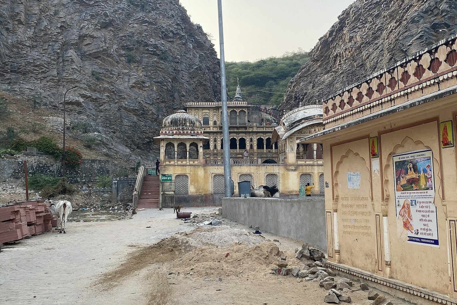 Temples and shrines of the Galtaji complex in Jaipur, including the Hanuman Temple area.