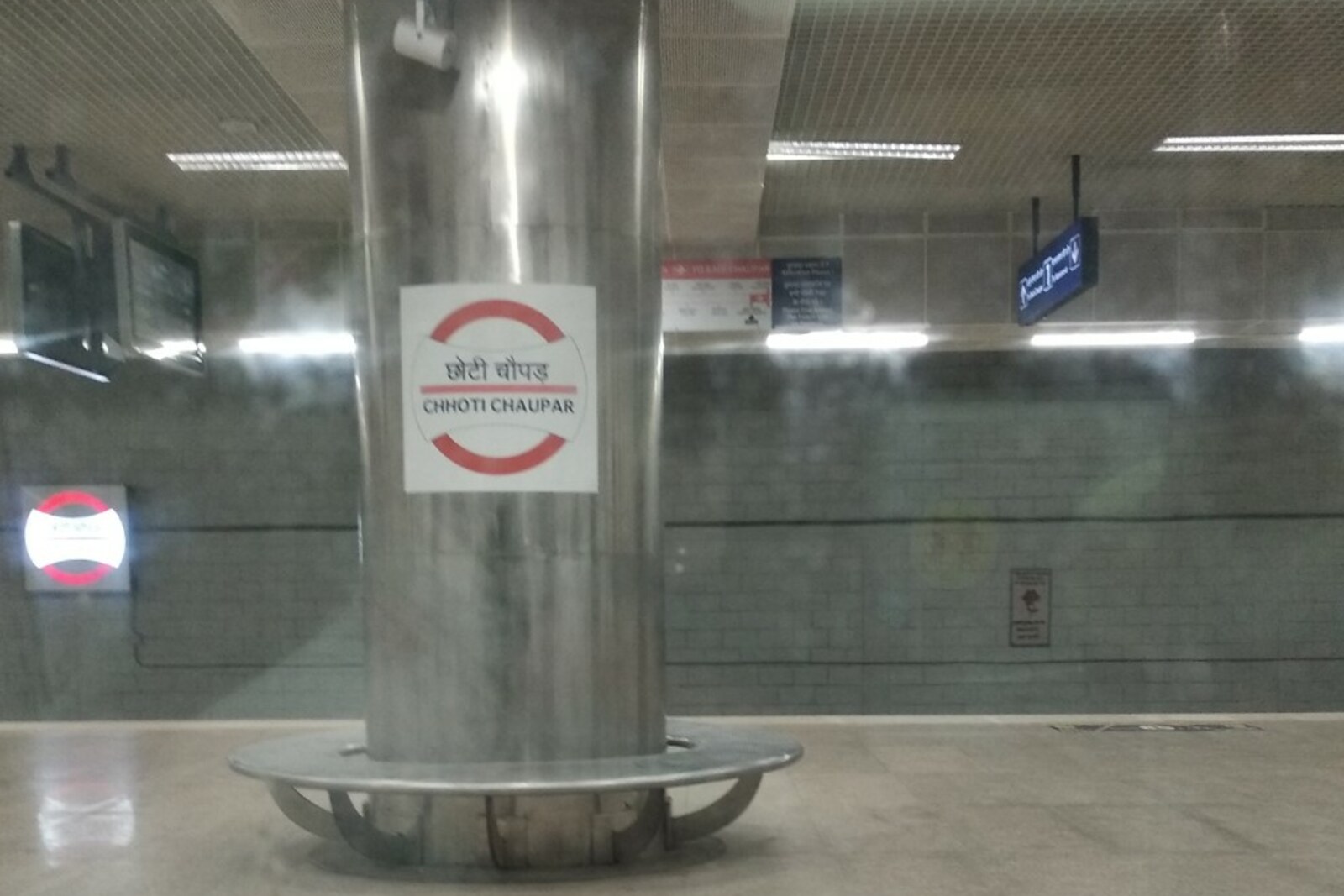 A modern view of Chhoti Chaupar with the entrance to a metro station in Jaipur.
