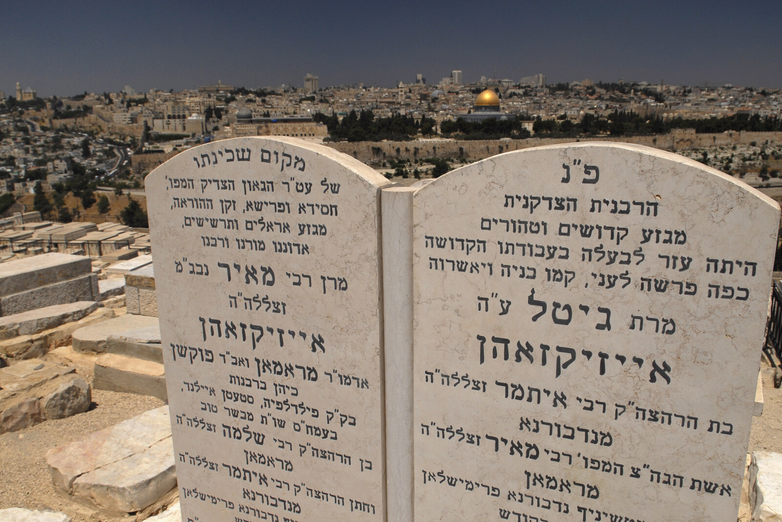 Rows of old headstones in the Mount of Olives cemetery overlooking the Old City