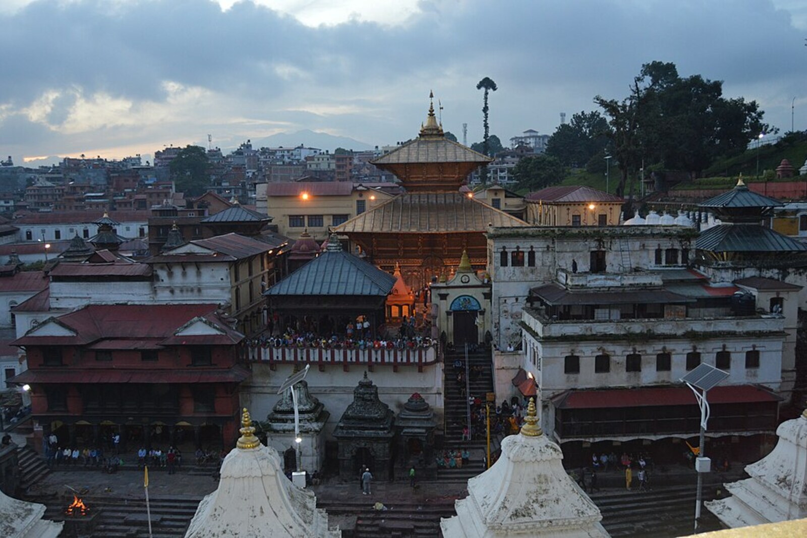 The grounds of Pashupatinath Temple and the Bagmati waterfront in Kathmandu.