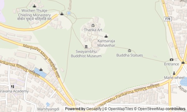 Walk map: Swayambhunath: the eastern ascent and the hill's shrines