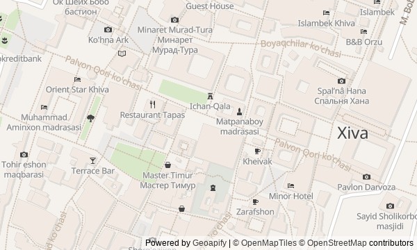Walk map: Itchan Kala: From the Western Gate to the Khan's Market