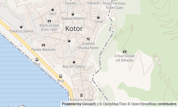 Walk map: Kotor City Walls: From the Bay to the Fortress