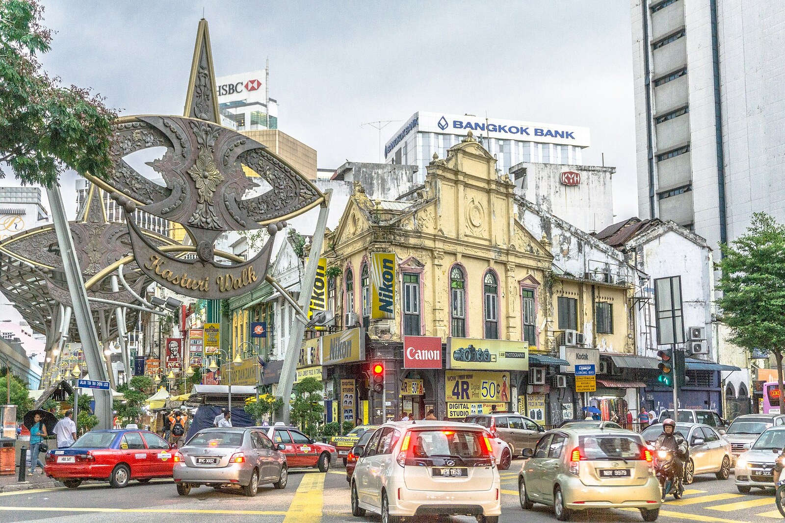 Covered pedestrian passage of Kasturi Walk next to Central Market in Kuala Lumpur.