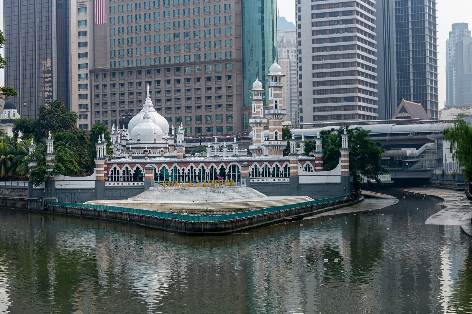 Masjid Jamek and the waterfront at the river confluence in Kuala Lumpur.