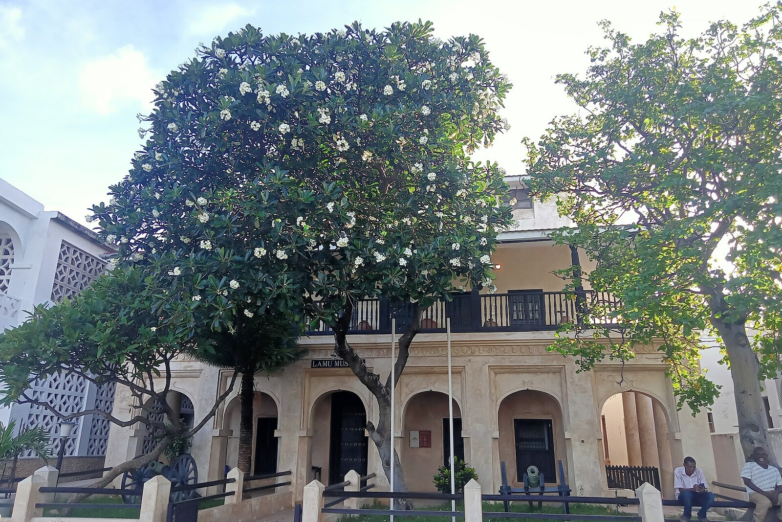 The façade of Lamu Museum with arched verandas.