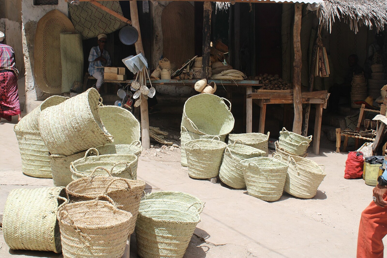 Woven baskets at Lamu market.