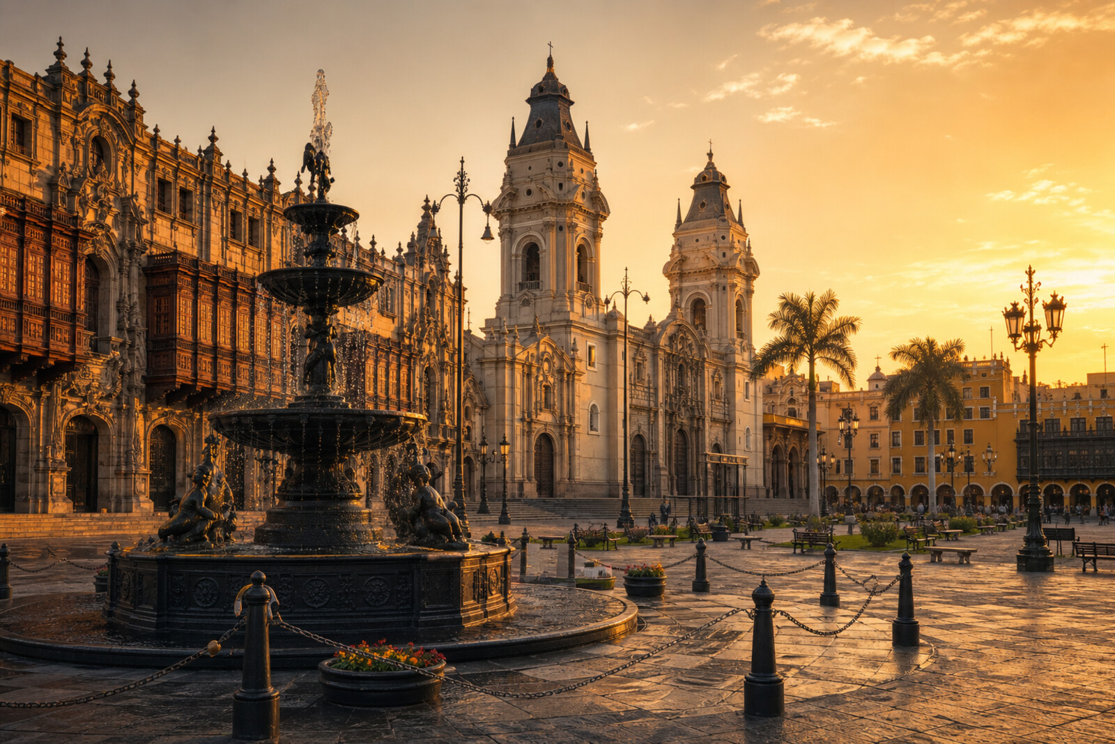 Generated editorial cover image for a route through central Lima