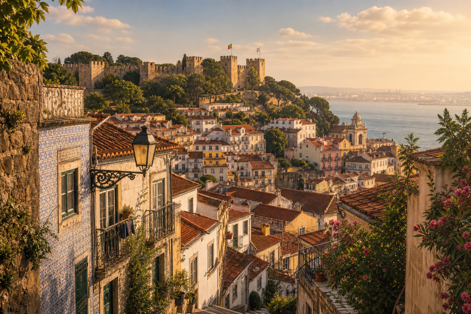 Route cover: a panorama of Alfama with red roofs and Castelo de São Jorge at the summit