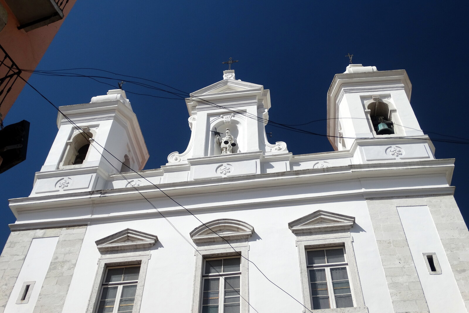 Facade of the Church of São Miguel in Lisbon with blue tiles