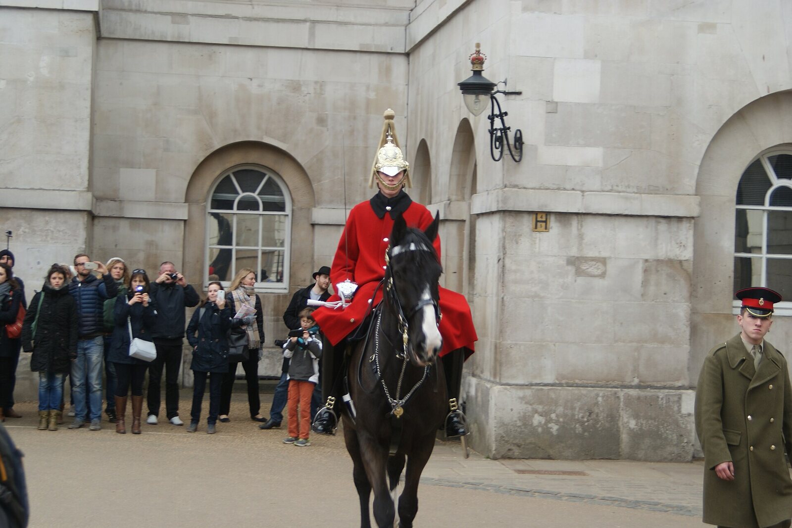 A Horse Guards sentry by the parade ground.