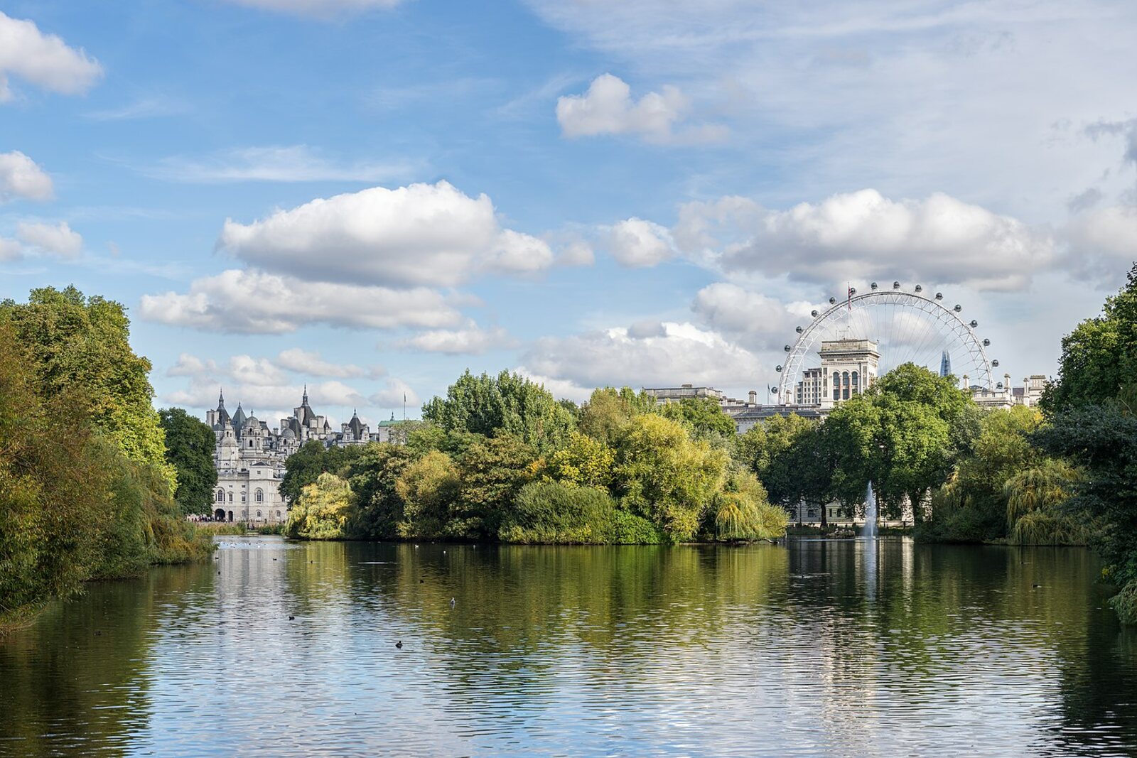 St James's Park Lake viewed from Blue Bridge.
