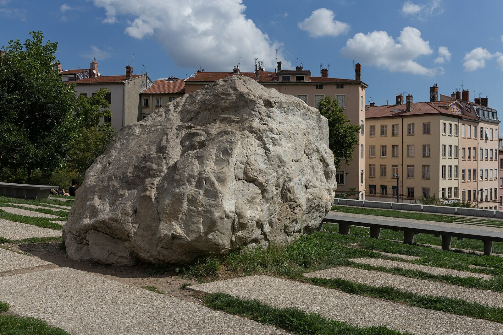 The large Gros Caillou boulder in Croix-Rousse, Lyon.