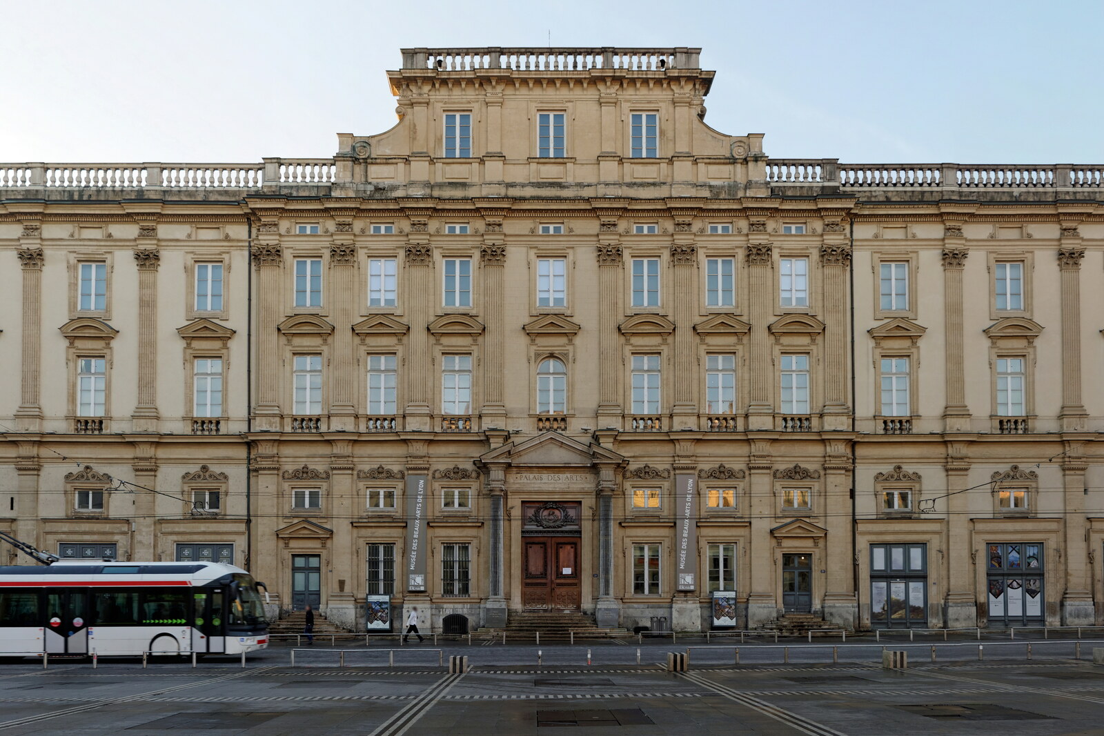 Facade of the Museum of Fine Arts of Lyon with arcades and windows