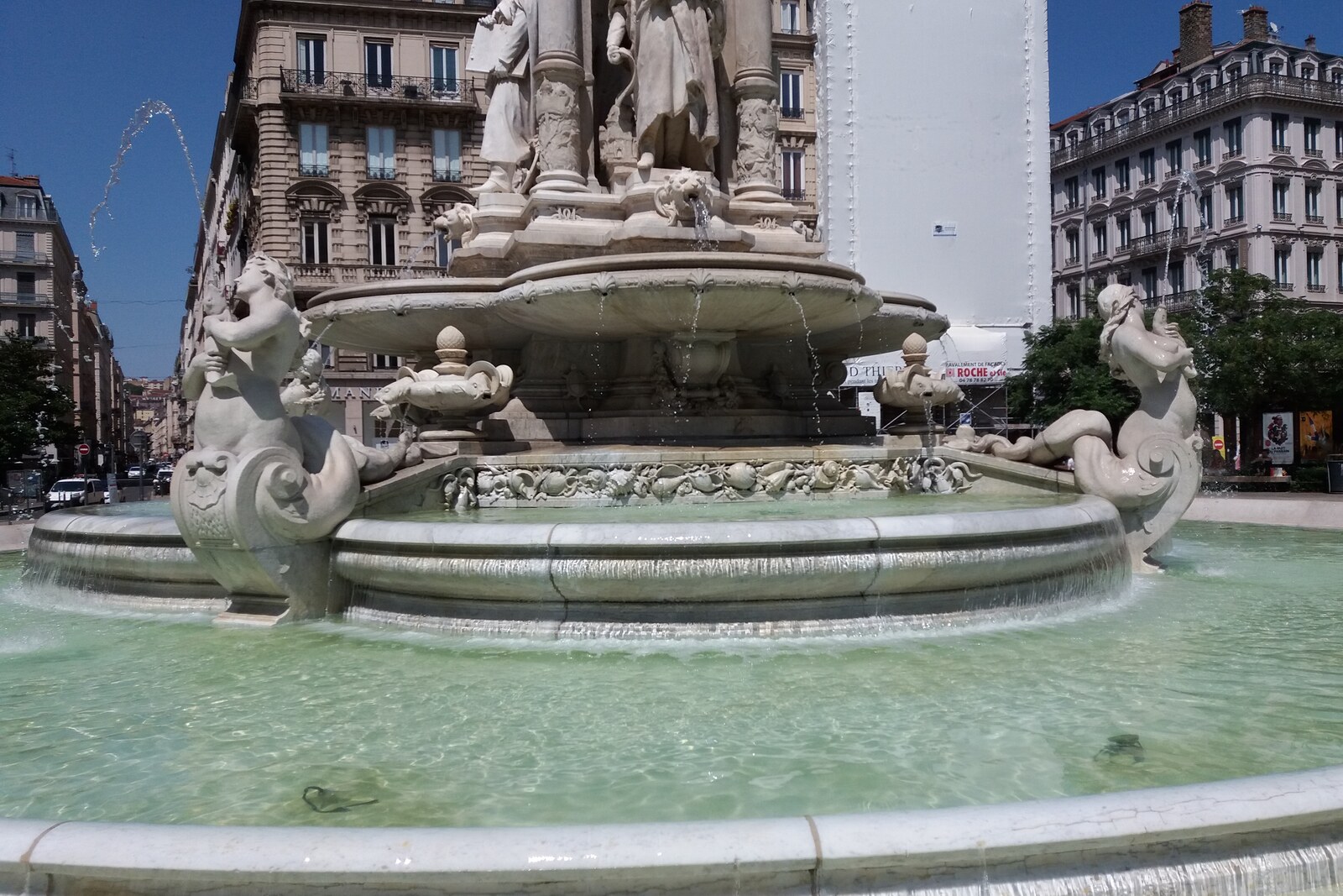 White marble fountain on Place des Jacobins in Lyon