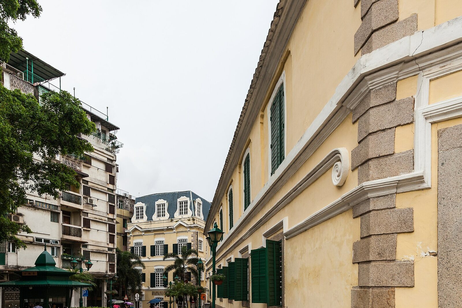 St. Augustine's Square with historic buildings and paving.