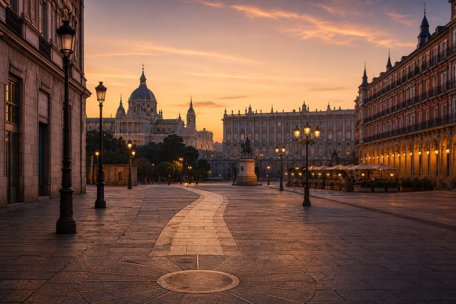 Generated editorial cover image for the Madrid–Sol–Mayor–Palace–Capital route