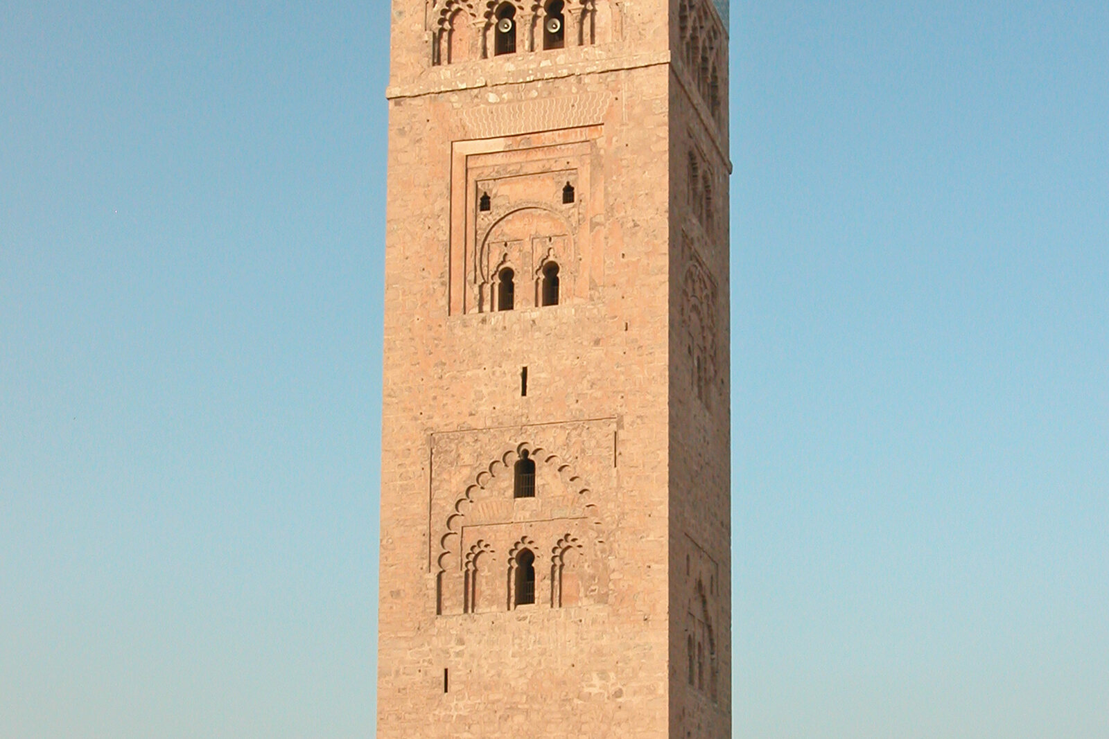 Koutoubia Minaret with its square tower and upper lantern.