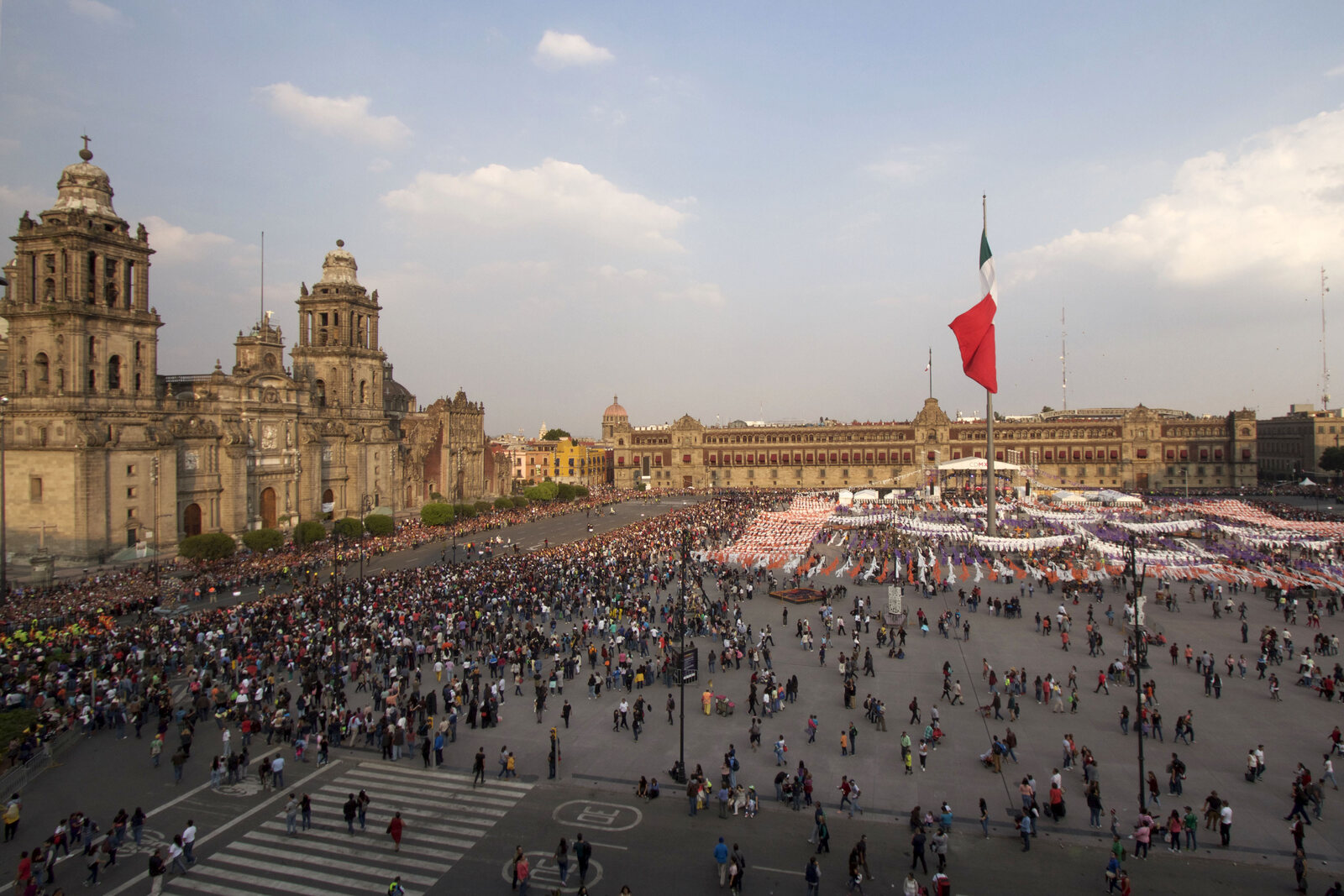 A parade in the Zócalo in Mexico City