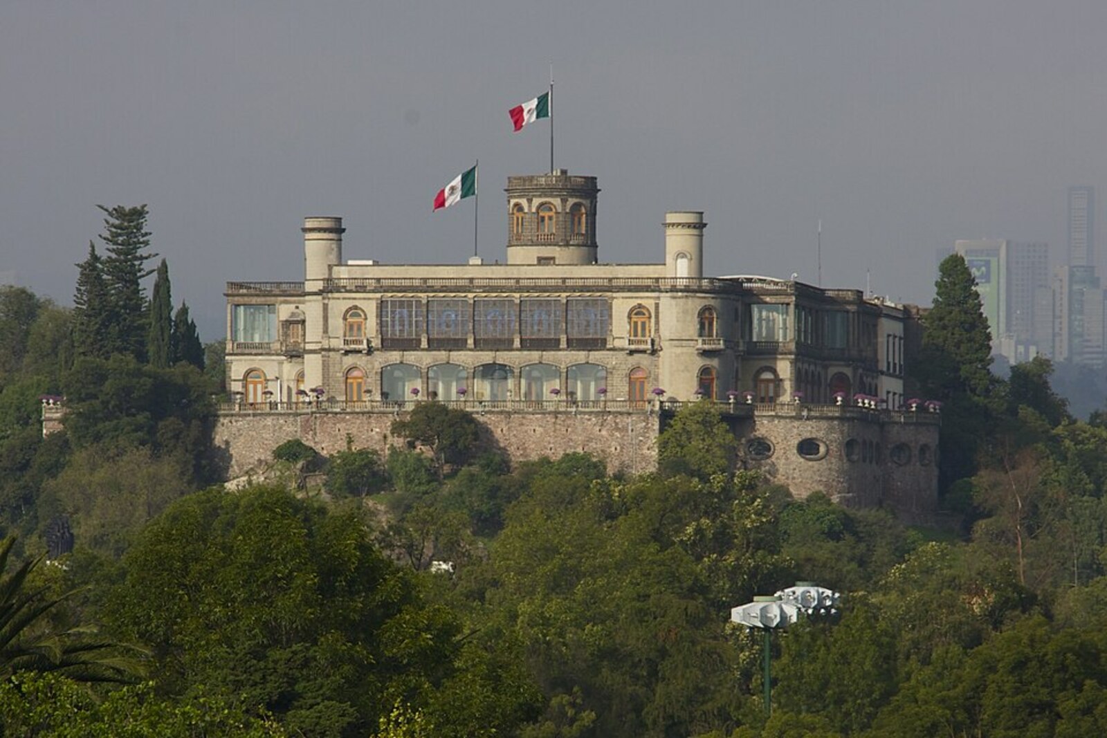 Chapultepec Castle rising above the forest.