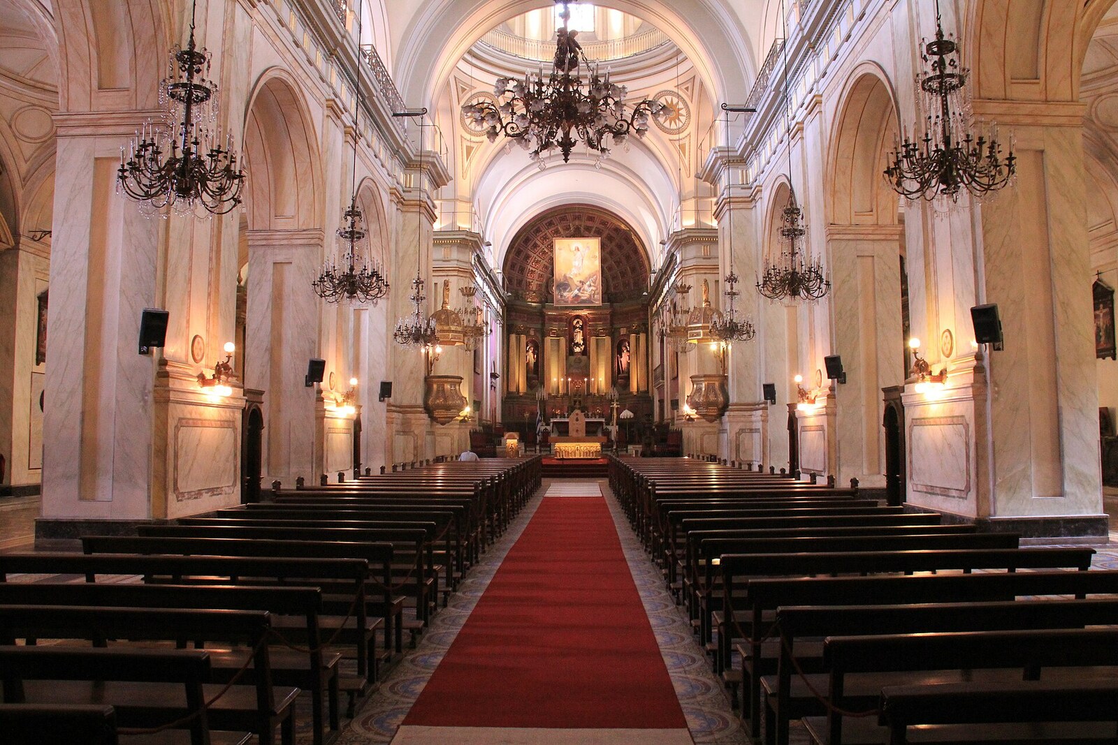 Façade of the Montevideo Metropolitan Cathedral on Plaza Matriz.