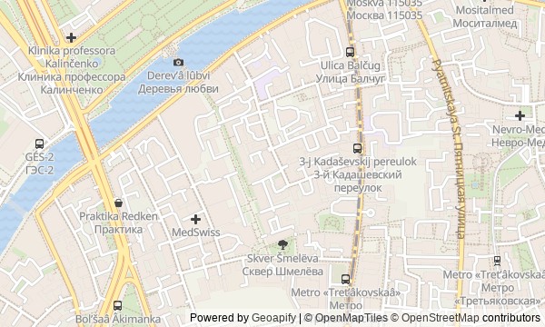 Walk map: Merchant Zamoskvorechye: from Sofiyskaya Embankment to Bolshaya Ordynka Street