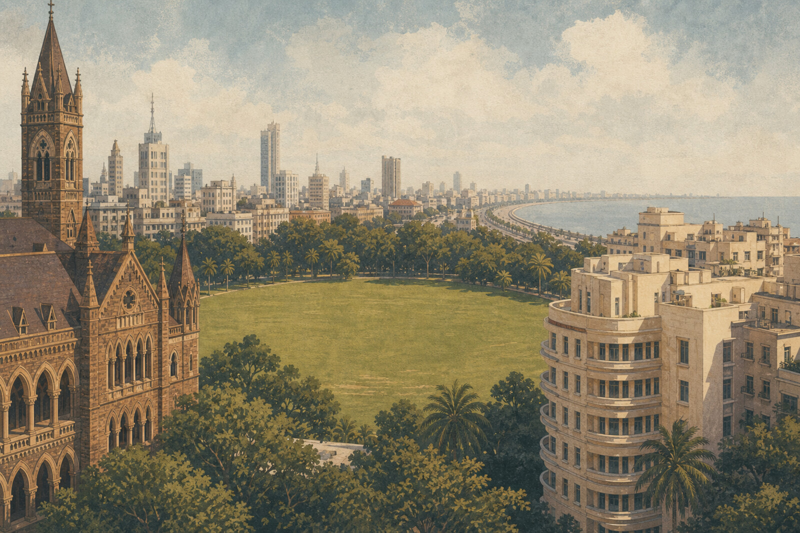 Generated editorial cover for the route “Oval Maidan: Gothic Looks at Art Deco”