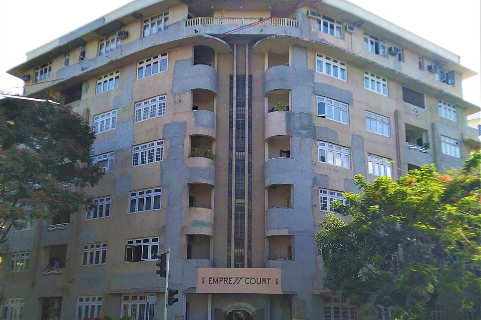 Facade of Empress Court in the Art Deco row near Churchgate