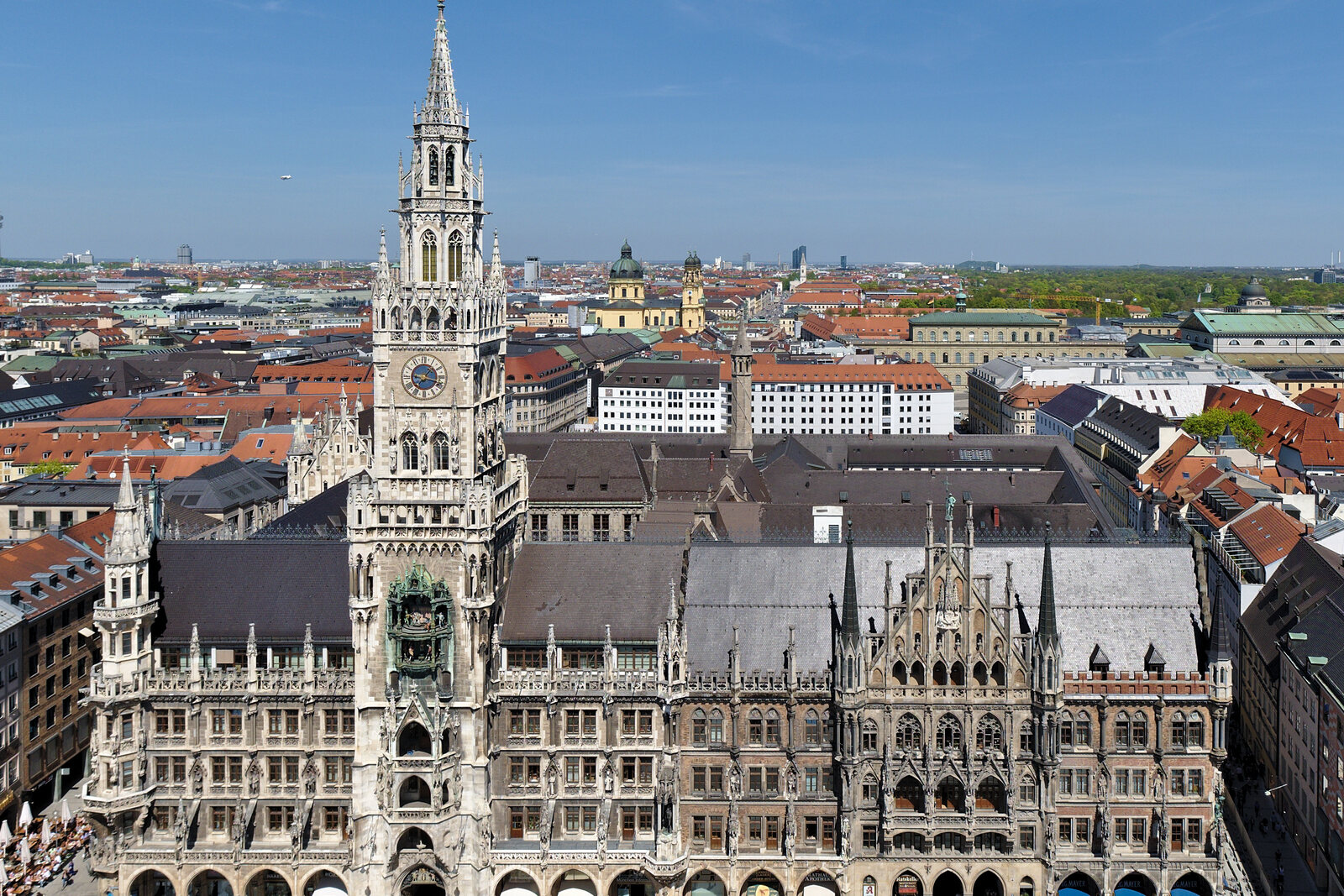 New Town Hall on Marienplatz with its Gothic Revival facade and tower.