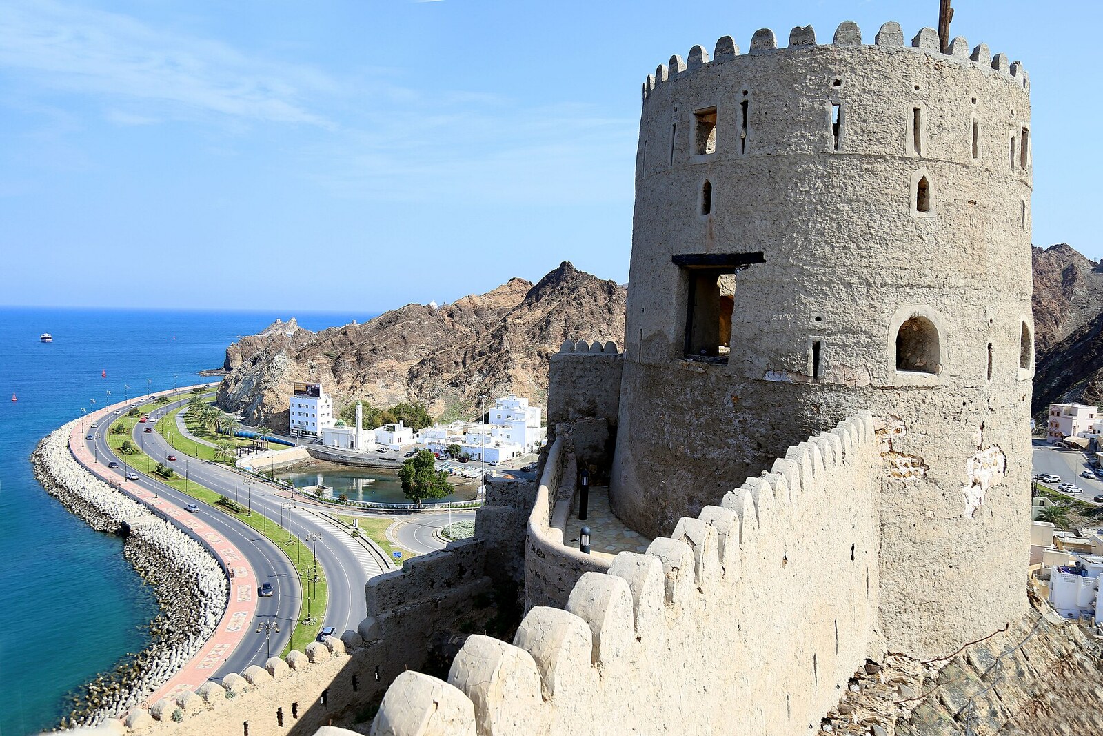 Mutrah Fort on a rock above the old harbor.