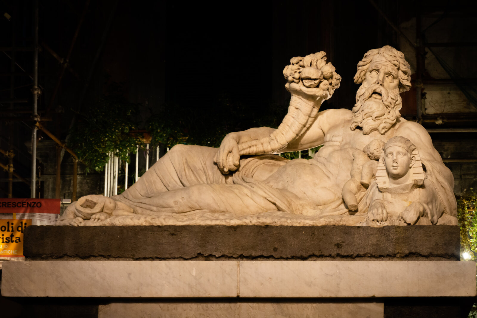 The Nile God statue in its urban setting