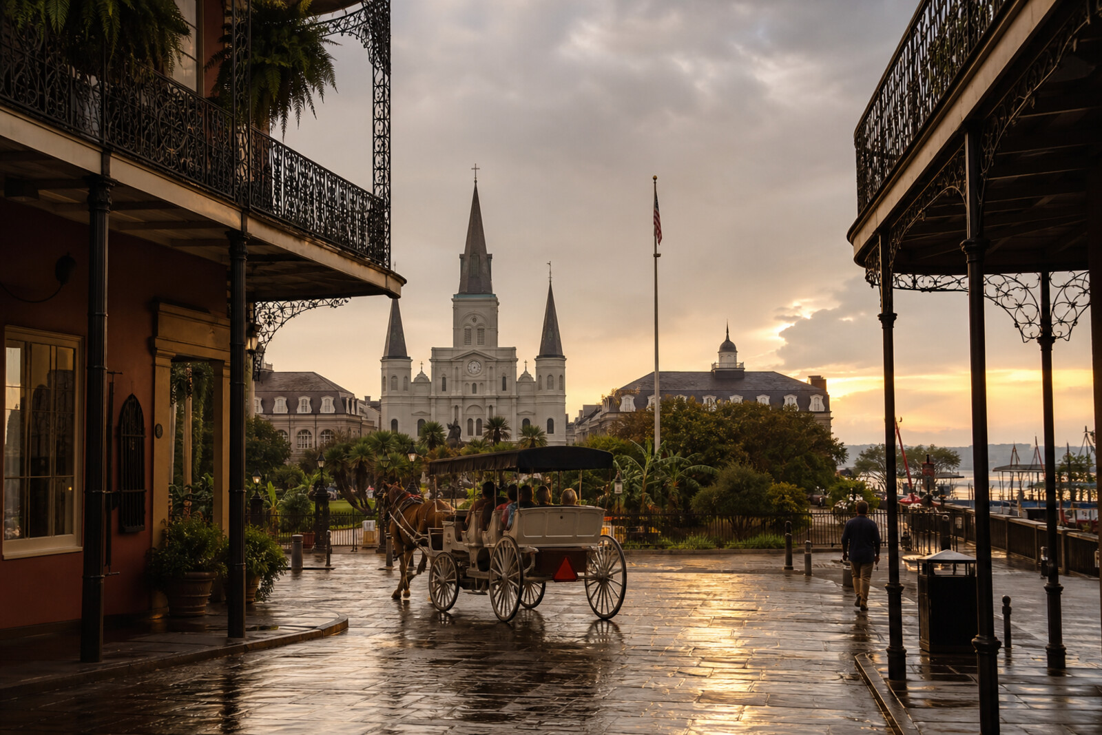 Generated editorial cover for the route “French Quarter and Mississippi River: a city by the river”