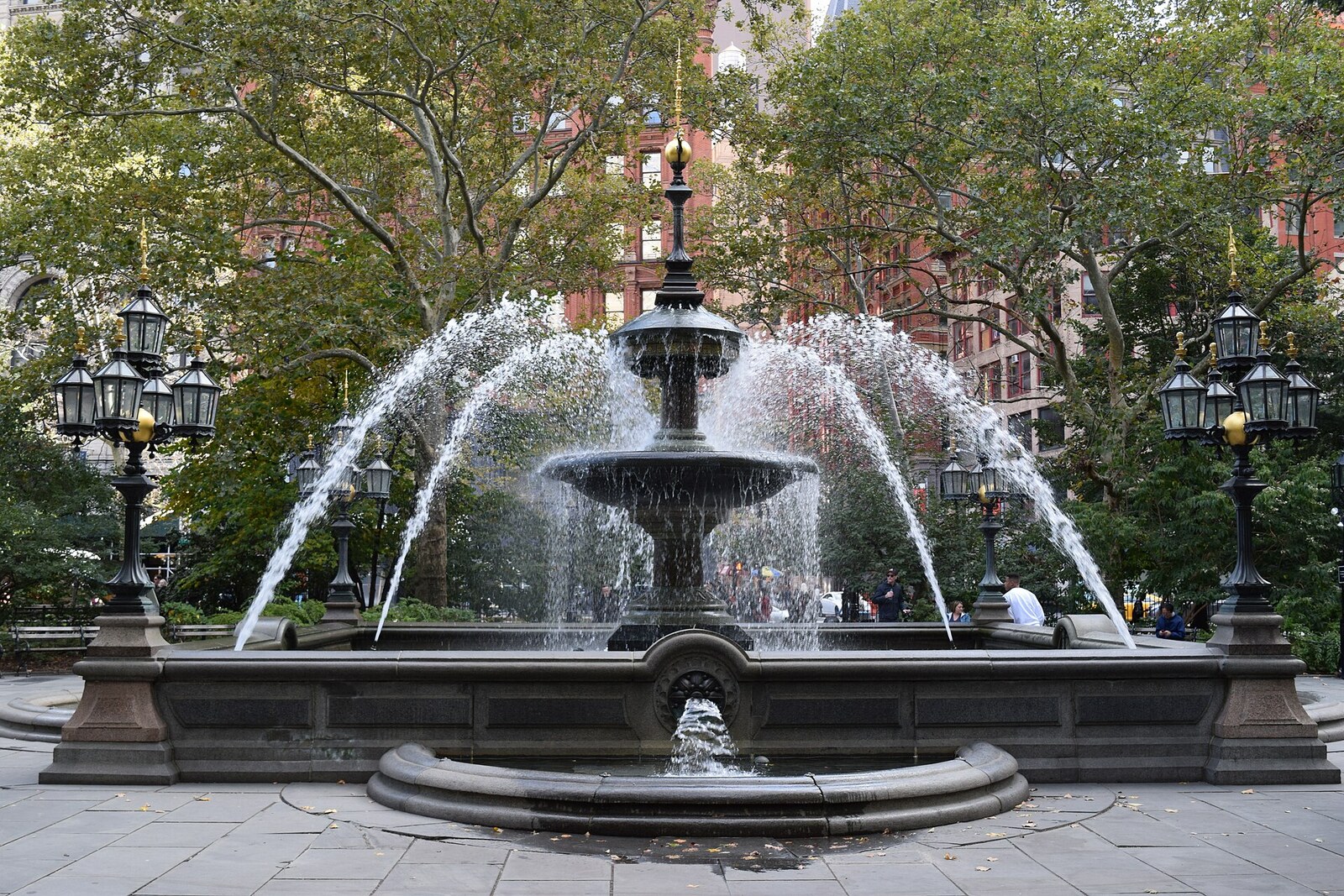 Fountain in City Hall Park by New York City Hall.