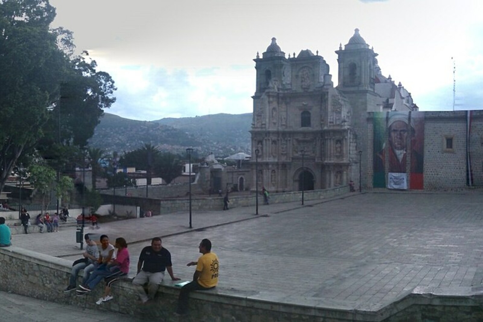 Panoramic façade of the Basílica de la Soledad in Oaxaca
