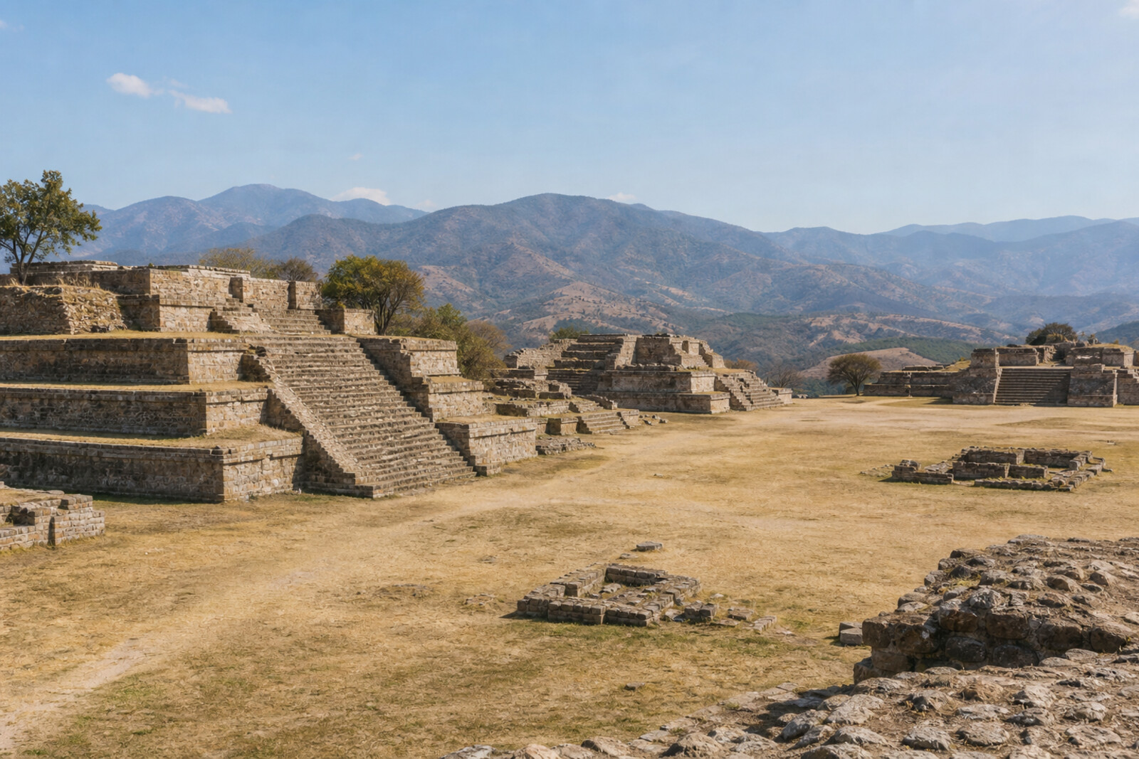 Generated editorial cover image for the “oaxaca-monte-alban-sacred-topography” route