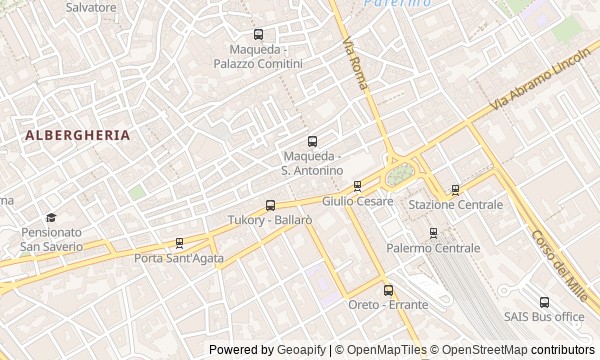 Walk map: Royal Palermo: From the Palace to Admiral's Bridge
